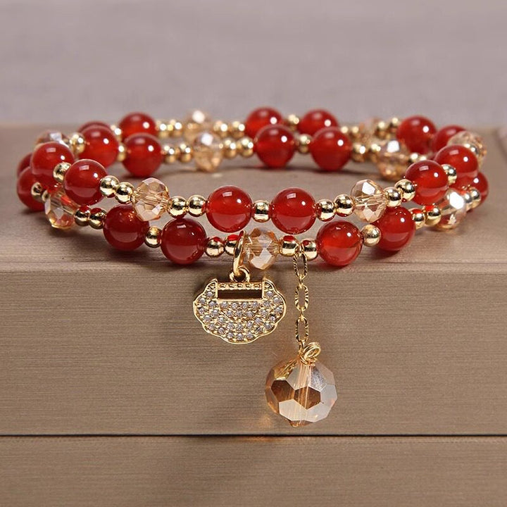Multi‑Layer Natural Stone Bracelet With Longevity Lock Bracelet Great Gifts For Best Friends