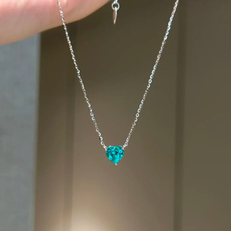 2 Carat Dainty Heart Cut Diamond Pendant Necklace, Minimalist Women Love Promise Collarbone Jewelry
