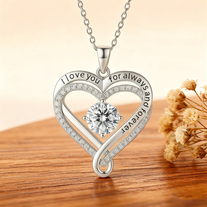 December Birthstone Eternal Heart Double Heart Necklace for Women