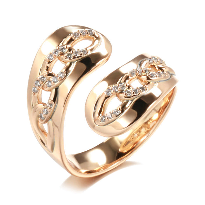 Set with Diamonds Open Ring, Adjustable 18K Gold Statement Band