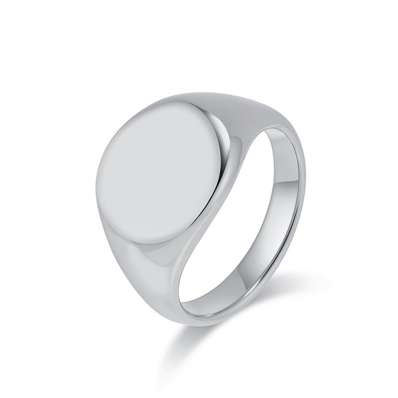 Classic Flat Round Signet Ring, Minimalist Solid Band for Daily Wear, Ideal Gift for Men &amp; Women