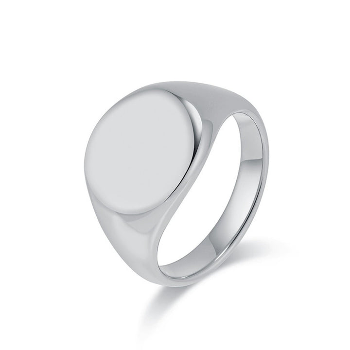 Classic Flat Round Signet Ring, Minimalist Solid Band for Daily Wear, Ideal Gift for Men &amp; Women