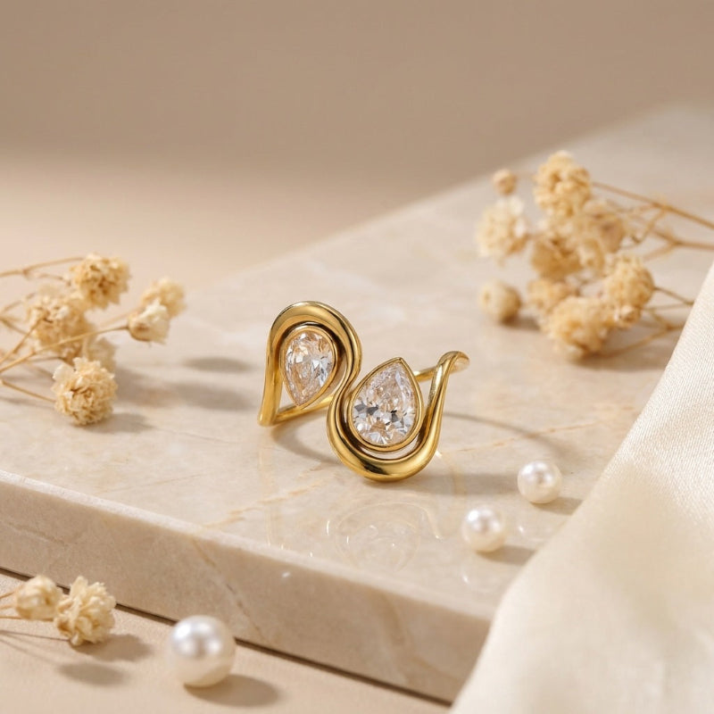4 Style Gold Solitaire Diamond Ring Collection, Modern Quiet Luxury Promise Jewelry