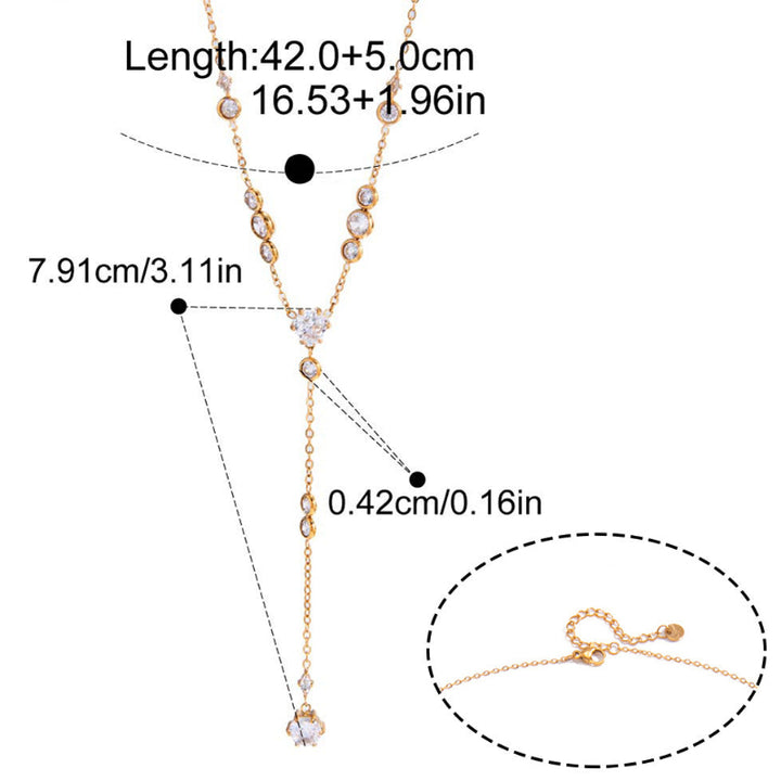 3-Piece 18k Diamond Necklace Set, Y-Chain Necklace Layerable Daily Necklaces