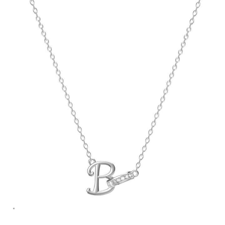 26 Letters Initial Necklace, Diamond Accent Personalized Women Collarbone necklace