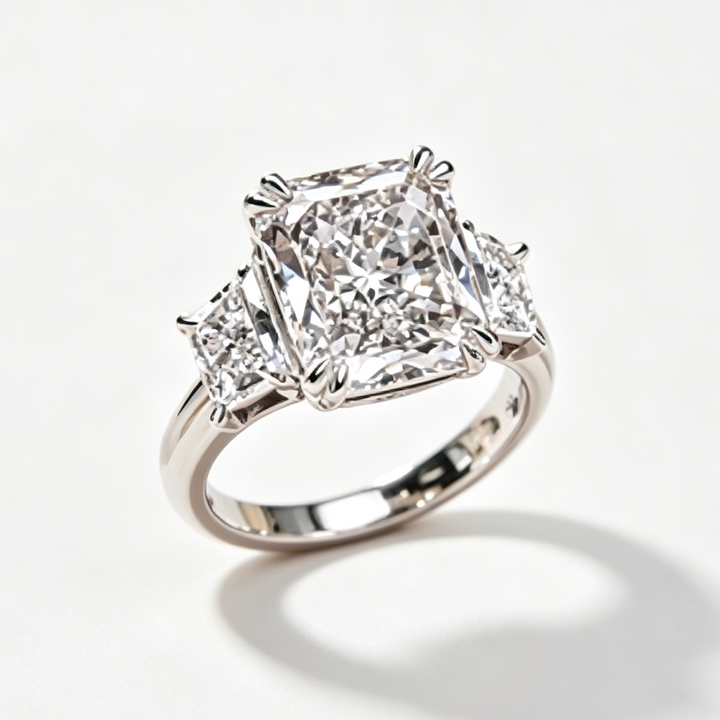 Stunning Square-Cut Diamond Statement Ring, Elegant Luxury Sparkling Ring for Women
