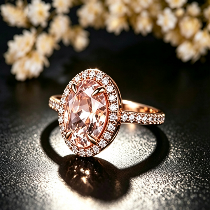 Oval Champagne Color Gemstone Promise Ring, Perfect for Gift &amp; Daily Wear for Women