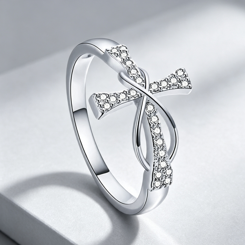 Cross & Infinity Diamond Ring, Two‑Tone Option Women’s Fashion Ring
