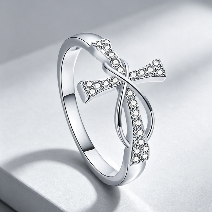 Cross & Infinity Diamond Ring, Two‑Tone Option Women’s Fashion Ring