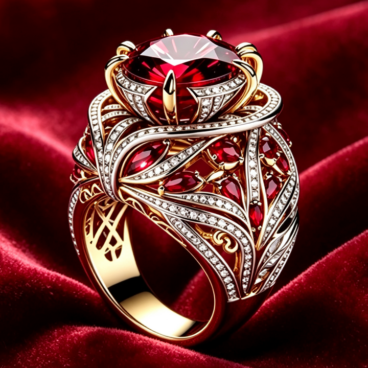 Luxury Twisted Floral Statement Ring, Bold Ornate Gem Ring for Special Occasions