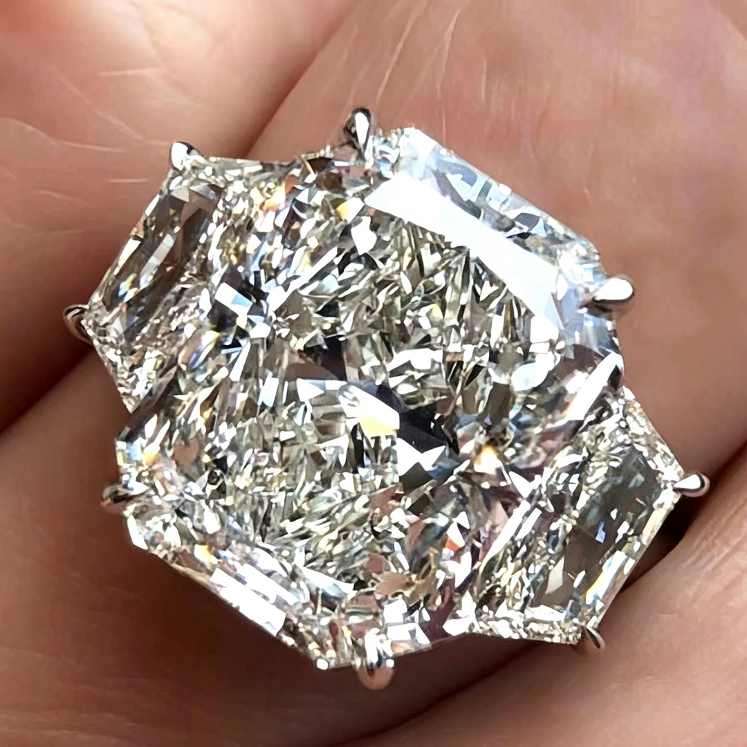 Three‑Stone Radiant Cut Diamond Ring, Ideal for Birthday, Christmas Gift &amp; Daily Wear