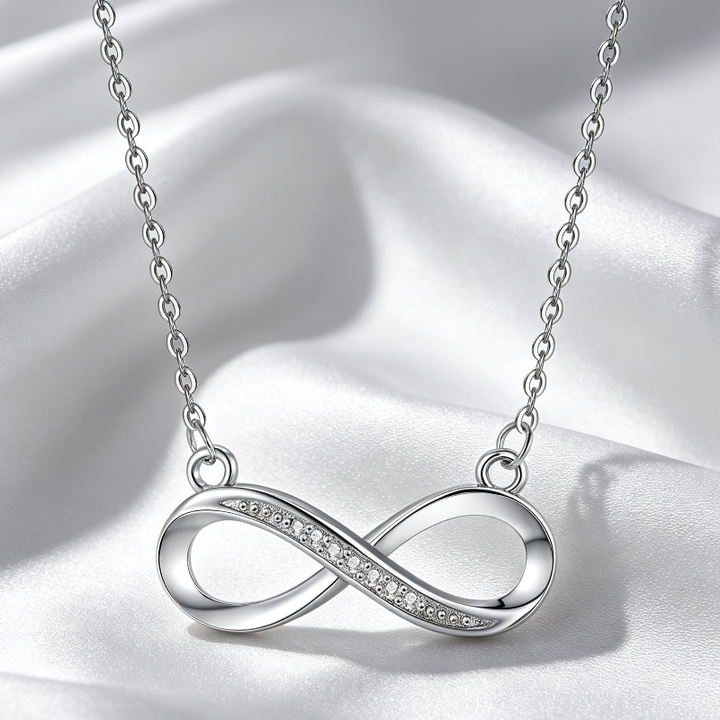 Pave Diamond Infinity Symbol Pendant Necklace, Dainty Eternal Love Collarbone Jewelry For Women