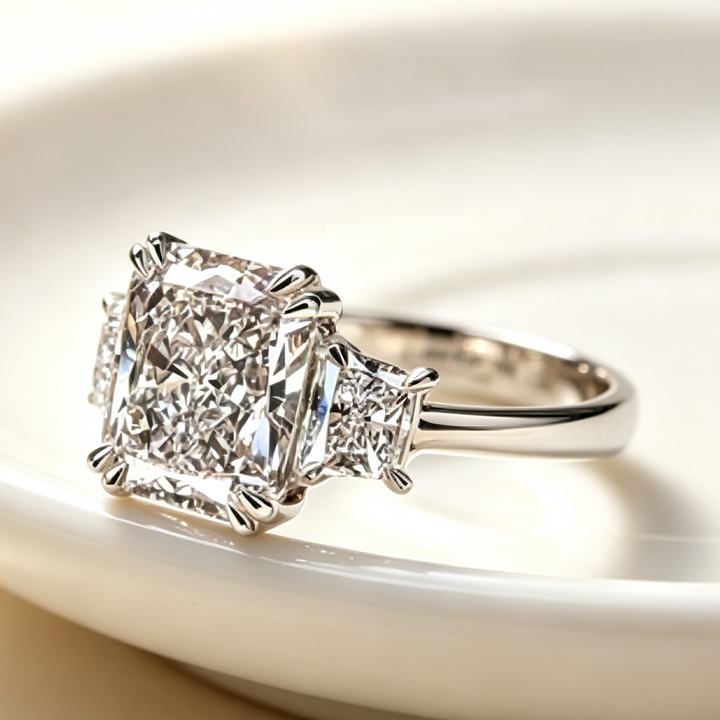 Stunning Square-Cut Diamond Statement Ring, Elegant Luxury Sparkling Ring for Women