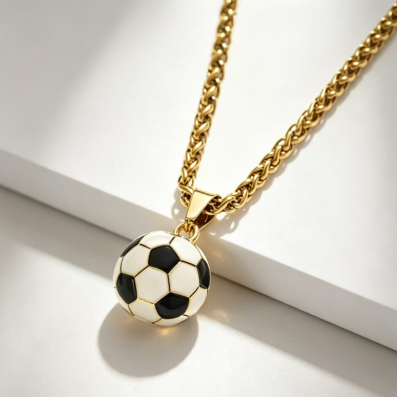 Heart‑Shaped Diamond Tennis Chain &amp; Soccer Pendant Necklace, Trendy, stylish Cuban chain necklace