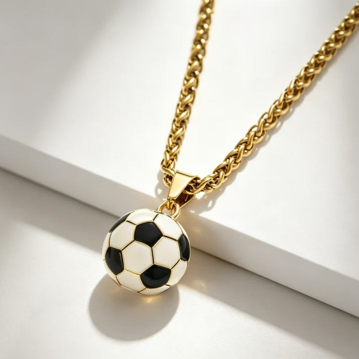 Heart‑Shaped Diamond Tennis Chain &amp; Soccer Pendant Necklace, Trendy, stylish Cuban chain necklace