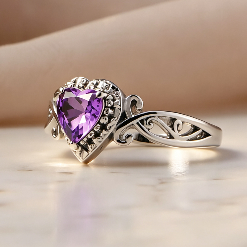 Vintage Openwork Diamond-Set Promise Ring, Heart‑Cut Diamond Halo Women’s Ring