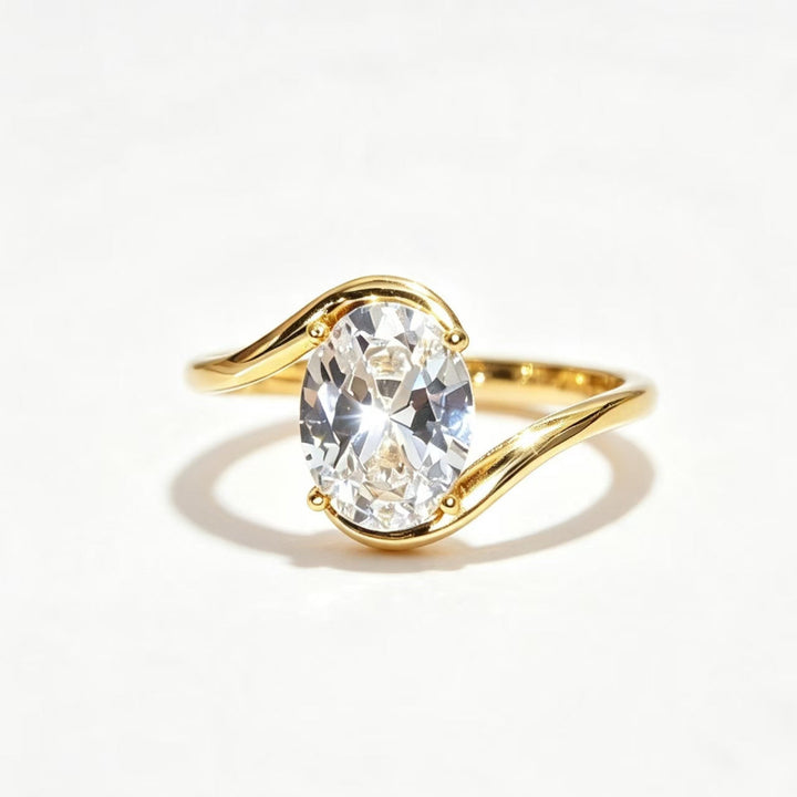 Twist Split Shank Oval Cut Solitaire Diamond Ring, Minimalist Bridal Engagement Promise Women’s Statement Jewelry