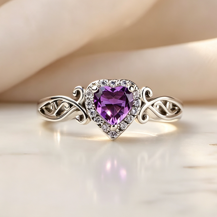 Vintage Openwork Diamond-Set Promise Ring, Heart‑Cut Diamond Halo Women’s Ring