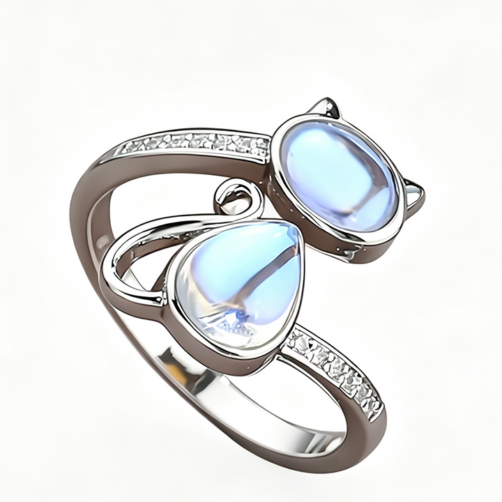 S925 Cat‑Shaped Gemstone Ring, Lovely Gift for Cat Lovers &amp; Pet Owners for Daily Wear