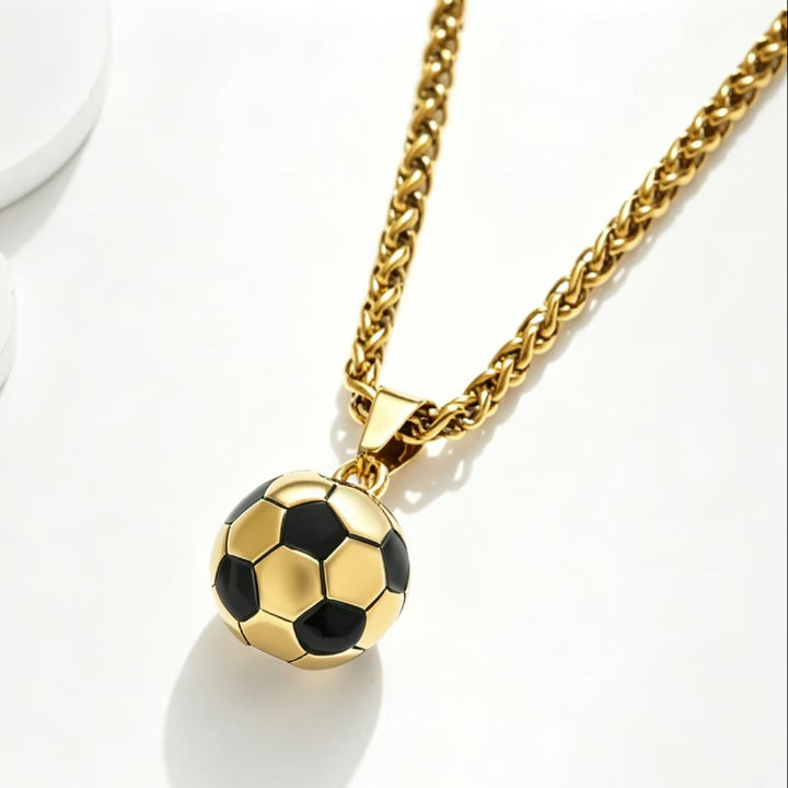 Heart‑Shaped Diamond Tennis Chain &amp; Soccer Pendant Necklace, Trendy, stylish Cuban chain necklace