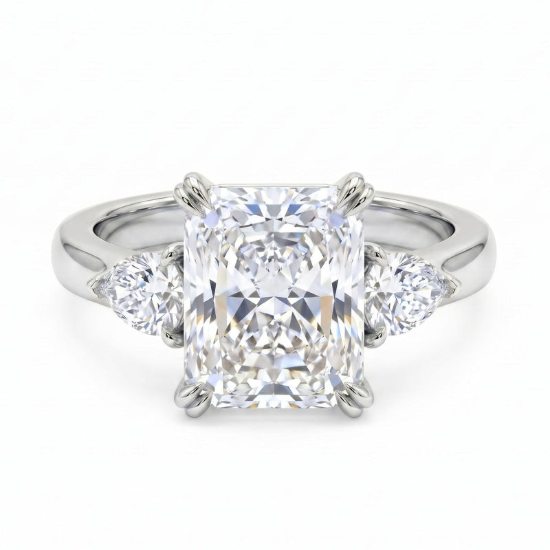 Ice-Pattern Cut Diamond Promise Ring, Radiant‑Cut Three‑Stone Diamond Engagement Ring