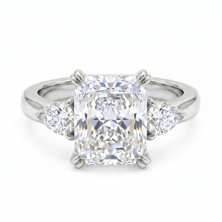 Ice-Pattern Cut Diamond Promise Ring, Radiant‑Cut Three‑Stone Diamond Engagement Ring