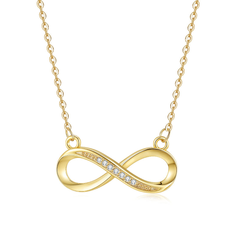 Pave Diamond Infinity Symbol Pendant Necklace, Dainty Eternal Love Collarbone Jewelry For Women