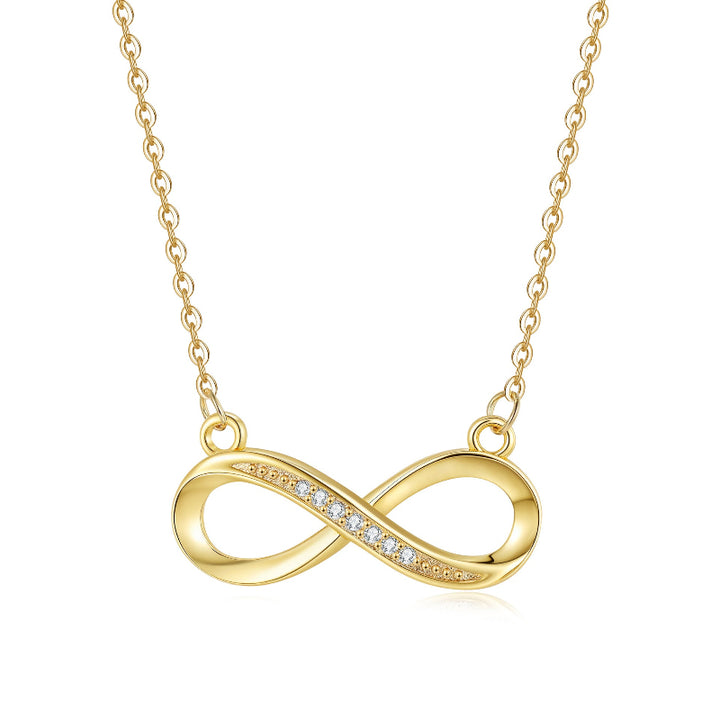 Pave Diamond Infinity Symbol Pendant Necklace, Dainty Eternal Love Collarbone Jewelry For Women