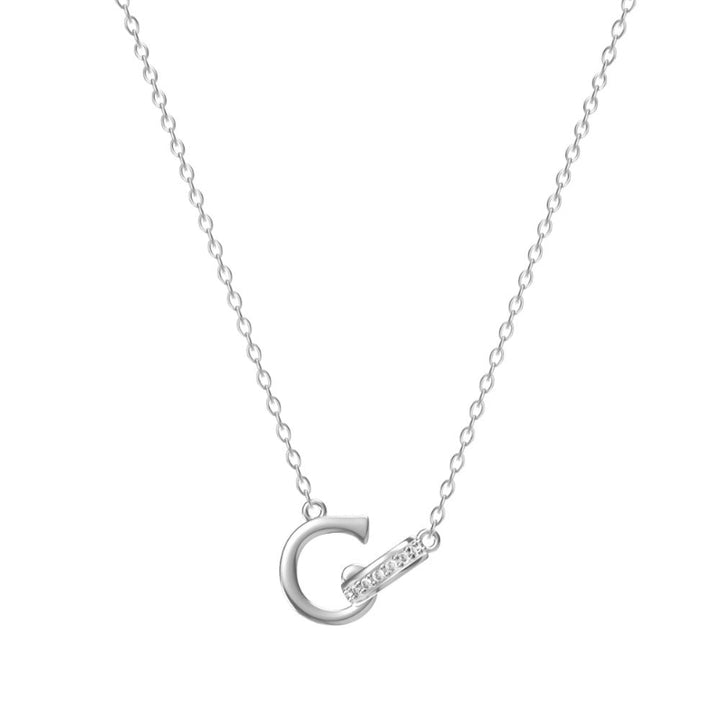 26 Letters Initial Necklace, Diamond Accent Personalized Women Collarbone necklace