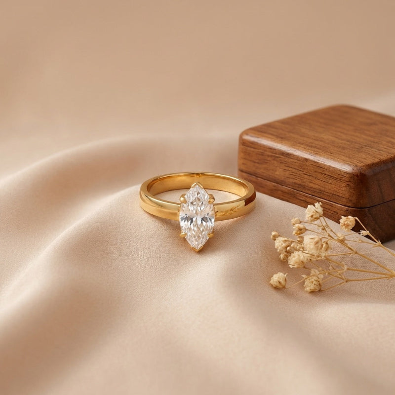 4 Style Gold Solitaire Diamond Ring Collection, Modern Quiet Luxury Promise Jewelry