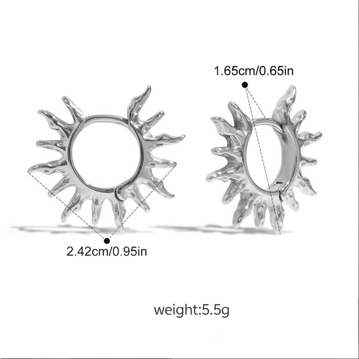 Bold Sun‑Shape Huggie Hoop Earrings, Textured Sunburst Statement Hoop Earrings for Women