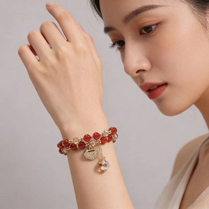 Multi‑Layer Natural Stone Bracelet With Longevity Lock Bracelet Great Gifts For Best Friends