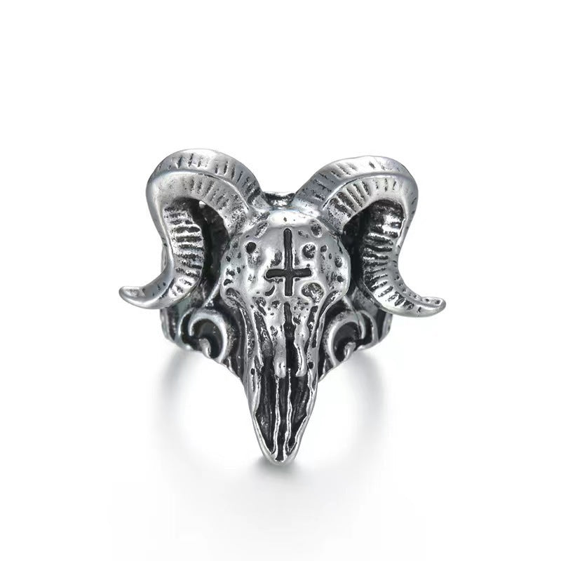 Vintage Goat Head Series Open Adjustable Men’s Rings, Trendy, Distinctive Hip-Hop Ring