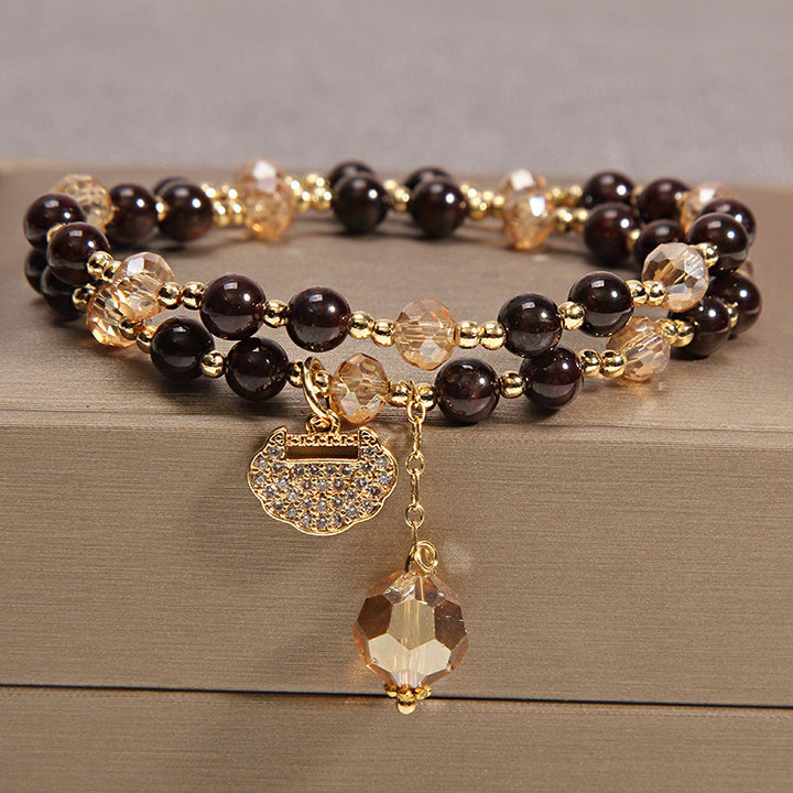 Multi‑Layer Natural Stone Bracelet With Longevity Lock Bracelet Great Gifts For Best Friends