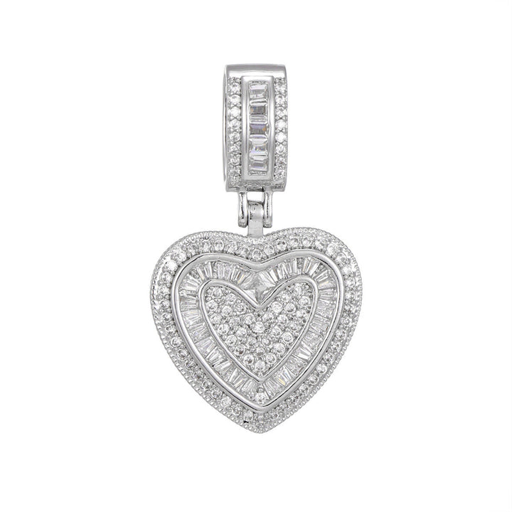 Layered Heart‑Shaped Diamond Pendant Necklace, Rope Chain Two‑Tone Jewelry