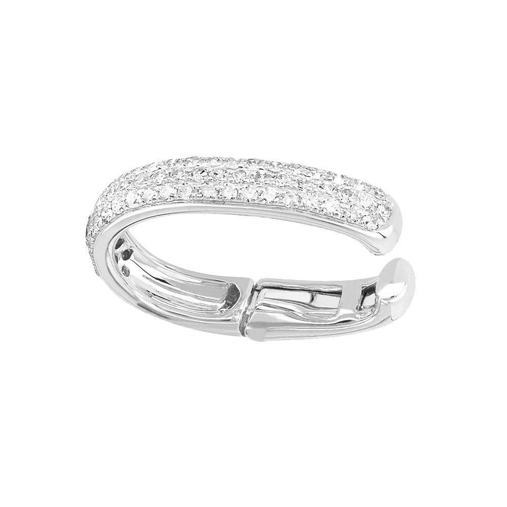 S925/14K Pave‑Set Diamond Huggie Hoop Ear Cuff, Non‑Piercing Clip‑On Earrings For Women's