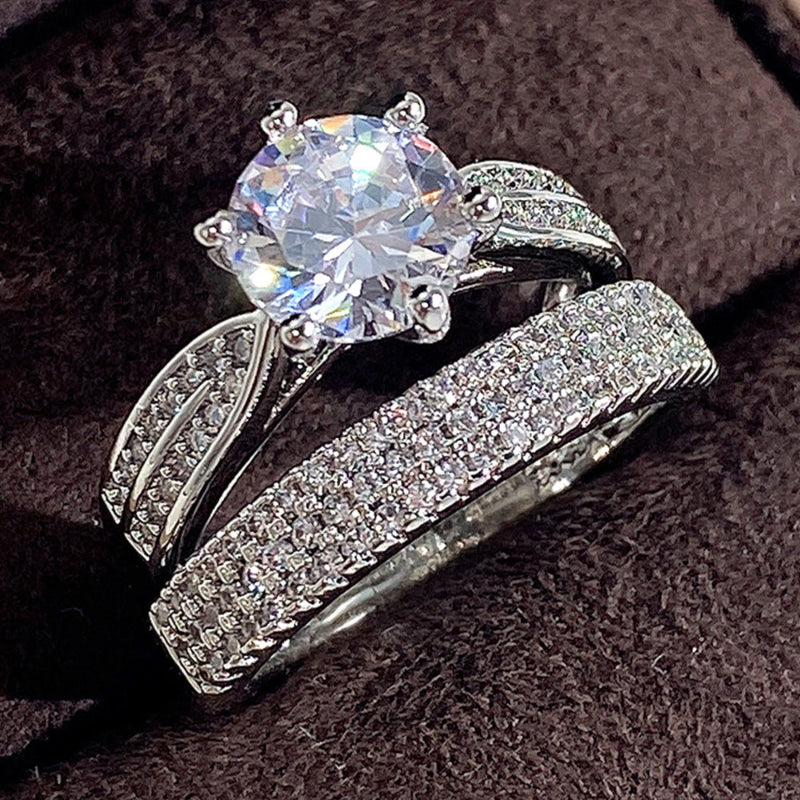 Vintage Matching Rings for Men and Women, Twisted Split‑Shank Engagement &amp; Pave Eternity Ring