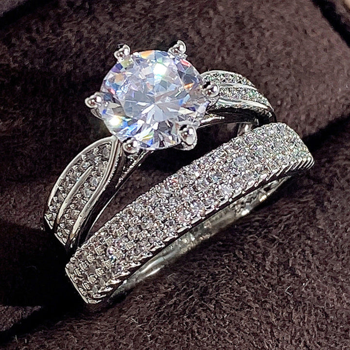 Vintage Matching Rings for Men and Women, Twisted Split‑Shank Engagement &amp; Pave Eternity Ring