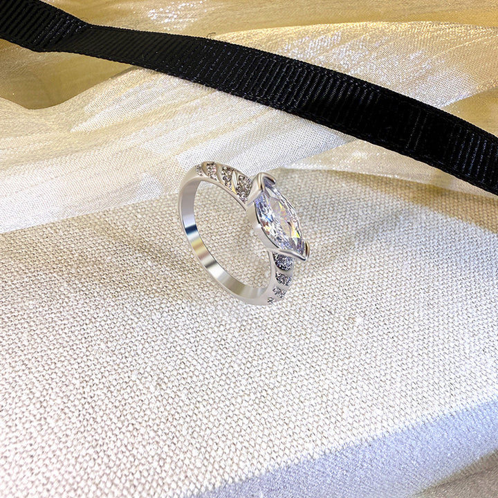 Elegant Marquise Cut Statement Ring, Versatile Sparkling Diamond Ring for Women