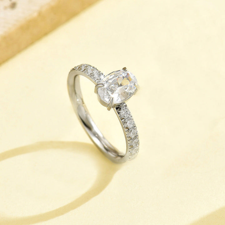 4-Prong Pear Cut Stone Half Pave Band Ring, 18K Gold Silver Dainty Bridal Promise Ring