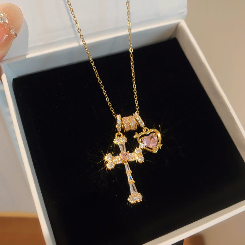 Vintage Gold‑Toned Multi‑Charm Diamond Pendant Necklace, Dainty Layering Statement Necklace Set