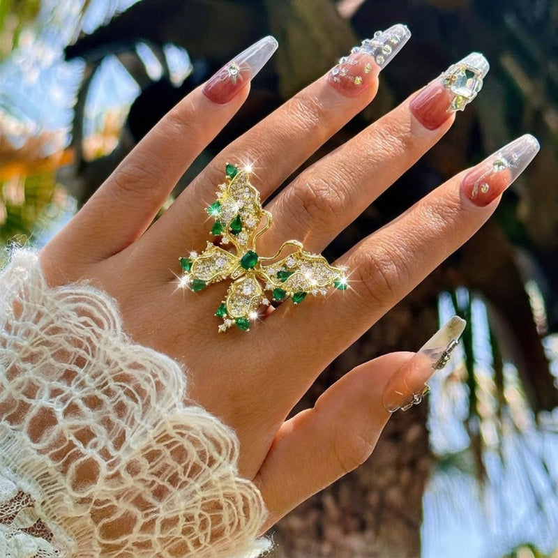 Fashion Adjustable Opening Rings, Sparkling Diamond &amp; Colored Gems Pearl Rings for Women