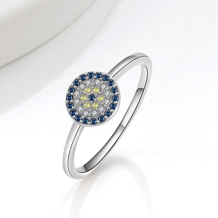 Evil Eye Paved Diamond Stackable Ring, Versatile Blue Eye Ring For Women