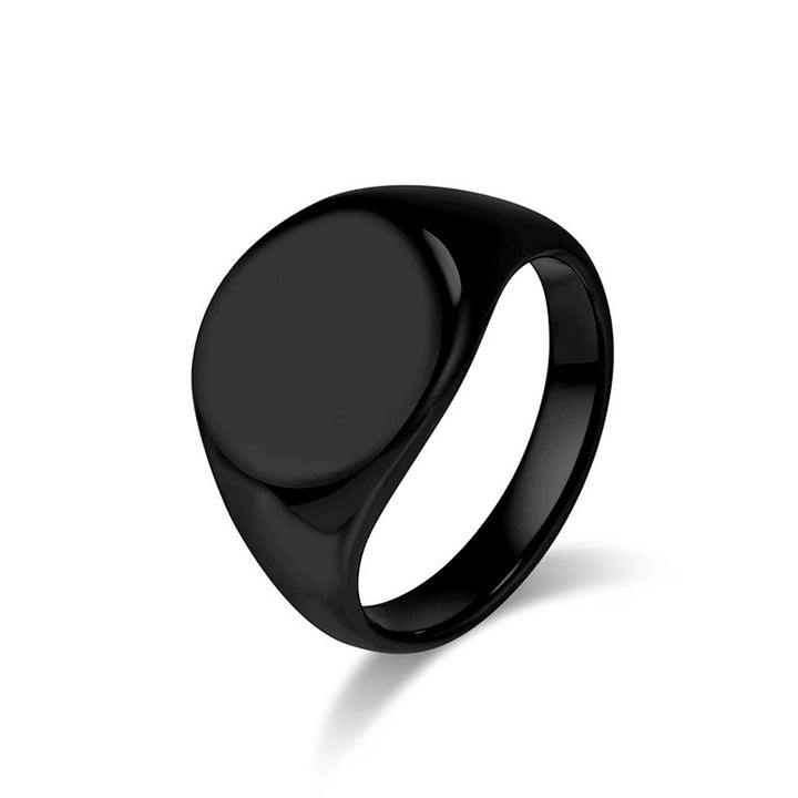 Classic Flat Round Signet Ring, Minimalist Solid Band for Daily Wear, Ideal Gift for Men &amp; Women