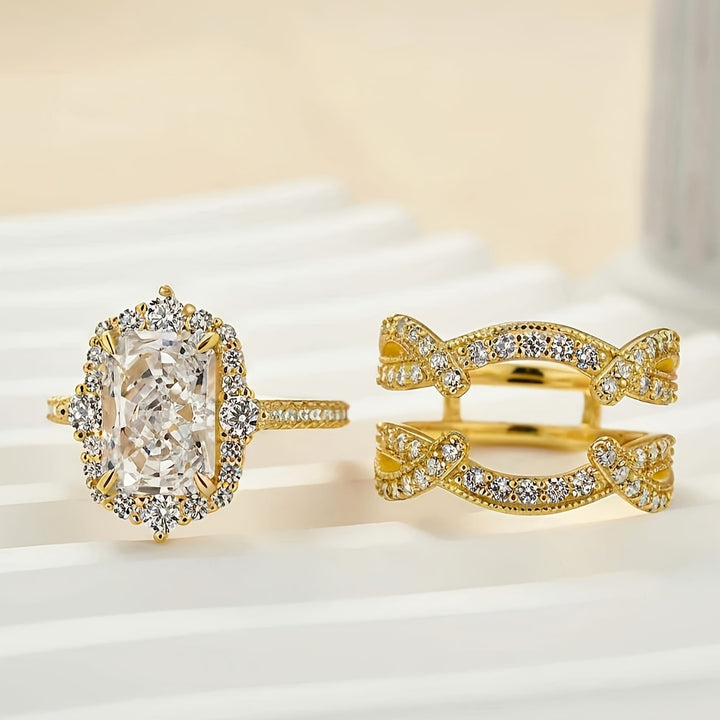 Radiant Cut Diamond Ring Set, Perfect for Birthday, Christmas Gift &amp; Daily Wear for Women