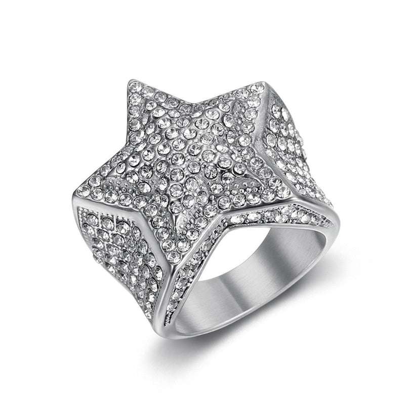 3D Pave Star Bling Statement Ring, Fully Encrusted Diamond Unisex Ring