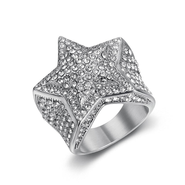 3D Pave Star Bling Statement Ring, Fully Encrusted Diamond Unisex Ring