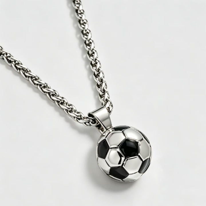 Heart‑Shaped Diamond Tennis Chain &amp; Soccer Pendant Necklace, Trendy, stylish Cuban chain necklace