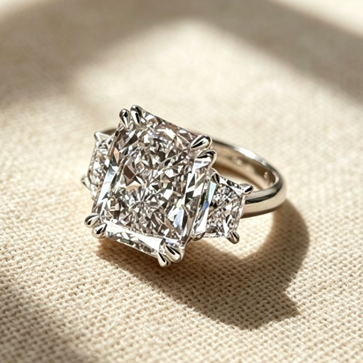 Stunning Square-Cut Diamond Statement Ring, Elegant Luxury Sparkling Ring for Women