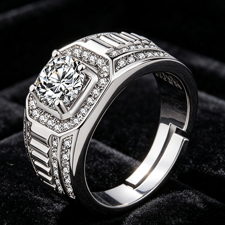 S925 &amp; 14K Adjustable Men’s Diamond Ring, Ideal Gift For Men’s Special Occasions